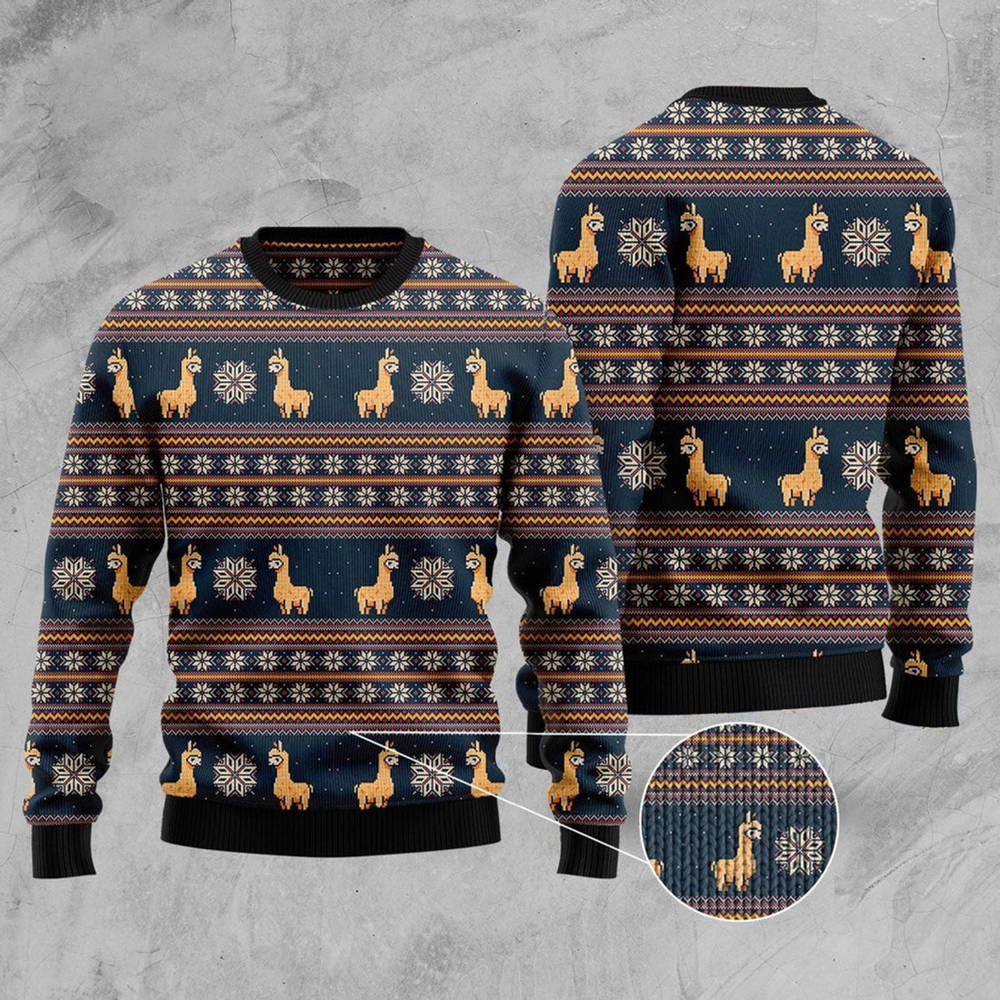 FUNSTUFFPRINT Amazing Llama Ugly Christmas Sweater, Christmas Sweater, Ugly Sweater, Funny Xmas Sweaters Ugly Sweater