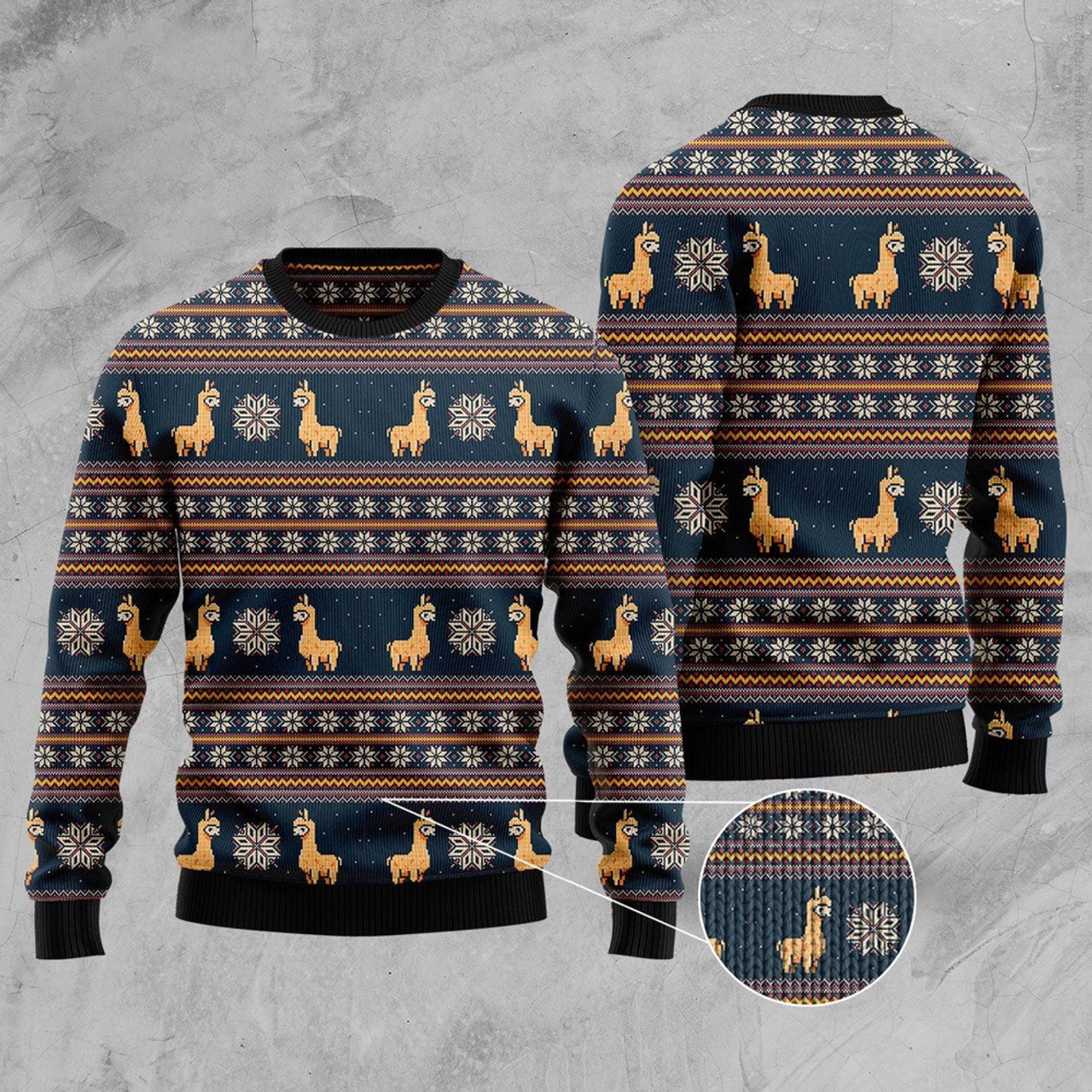 FUNSTUFFPRINT Amazing Llama Ugly Christmas Sweater, Christmas Sweater, Ugly Sweater, Funny Xmas Sweaters Ugly Sweater