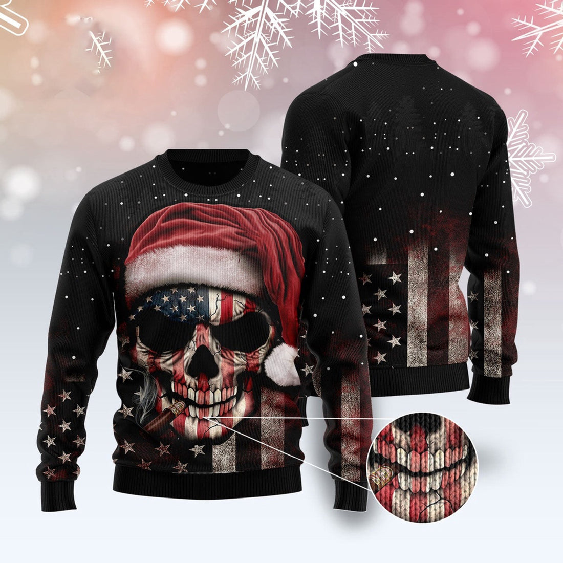 FUNSTUFFPRINT Amazing Skull Christmas Ugly Christmas Sweater, Christmas Sweater, Ugly Sweater, Funny Xmas Sweaters Ugly Sweater