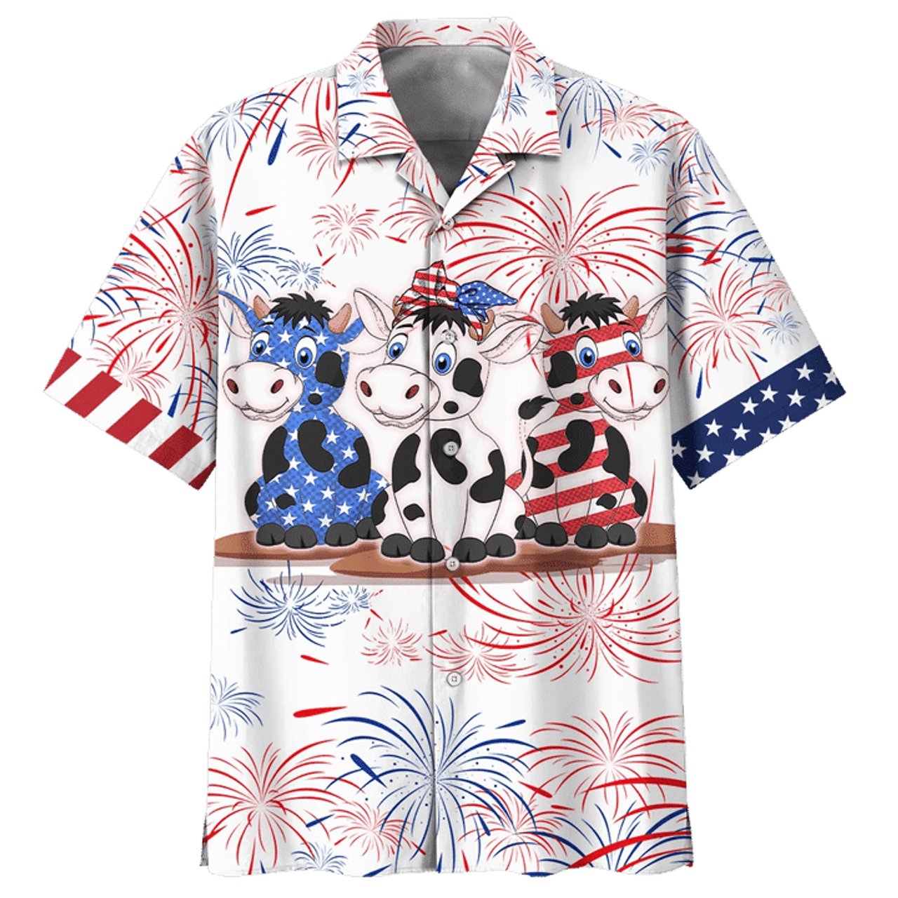 America Cow Background Design Hawaiian Shirt, Hawaiian shirt men