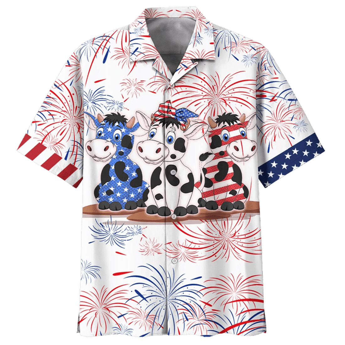 America Cow Background Design Hawaiian Shirt, Hawaiian shirt men