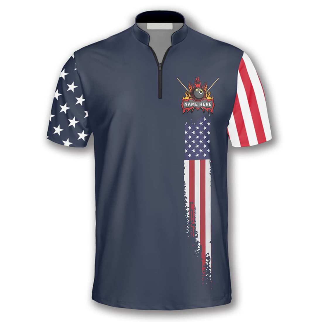 Custom American Flag Navy Custom Billiard Jerseys for Men, Best Gift for Billiard Lover, Flag USA Billiard Shirt
