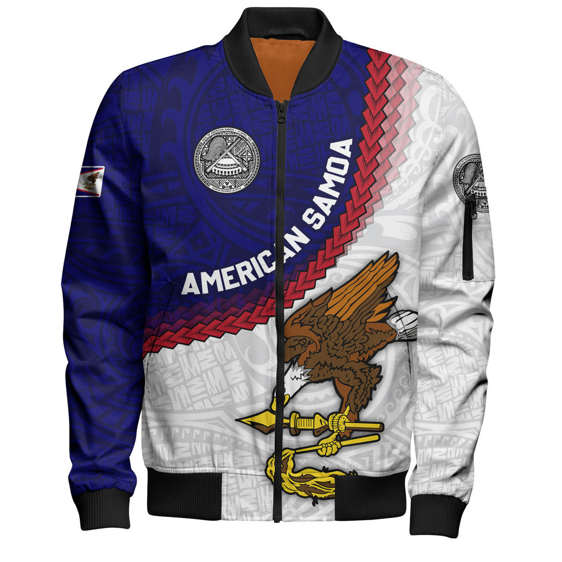FUNSTUFFPRINT American Samoa Bomber Jacket Custom Polynesian Tradition Seal Flag Color 3D Bomber Jacket