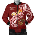 FUNSTUFFPRINT American Samoa Men's Bomber Jacket - AS Seal Polynesian Patterns Plumeria - 3D Bomber Jacket