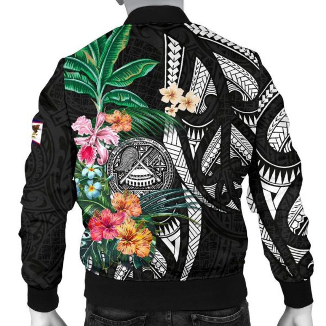 FUNSTUFFPRINT American Samoa Men's Bomber Jacket Coat Of Arms Polynesian With Hibiscus 3D Bomber Jacket