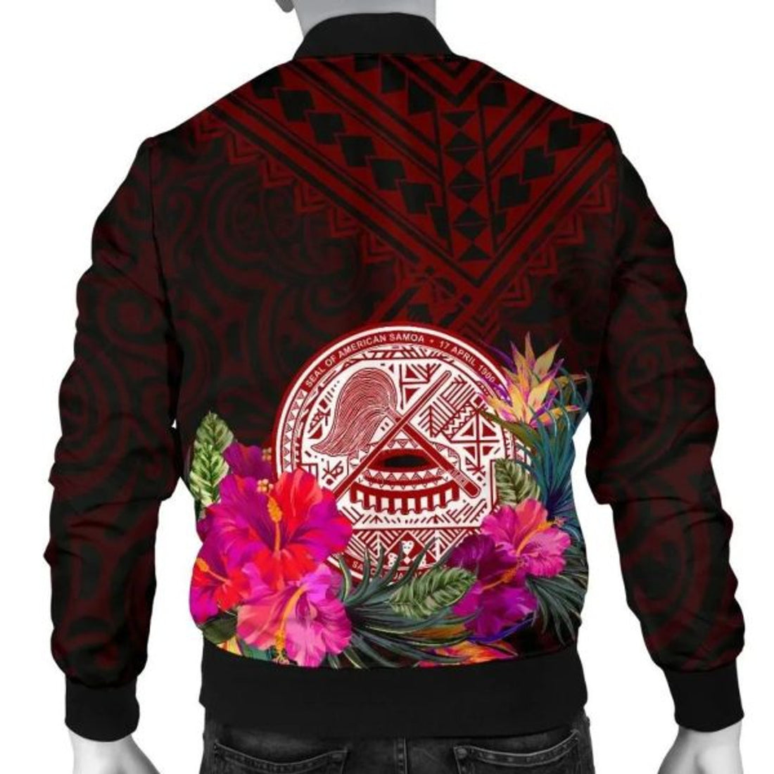 FUNSTUFFPRINT American Samoa Personalised Men's Bomber Jacket - Coat Of Arm With Polynesian Patterns - 3D Bomber Jacket