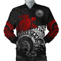 FUNSTUFFPRINT American Samoa Polynesian Bomber Jacket (Men)- Polynesian Turtle (Red) - 3D Bomber Jacket