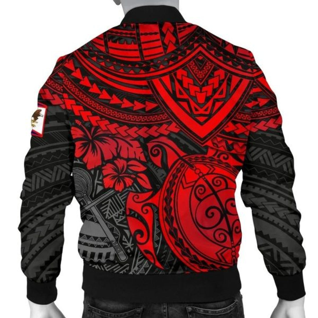 FUNSTUFFPRINT American Samoa Polynesian Bomber Jacket (Men) - Red Turtle - 3D Bomber Jacket