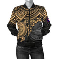 FUNSTUFFPRINT American Samoa Polynesian Bomber Jacket (Women) - Gold Turtle - 3D Bomber Jacket