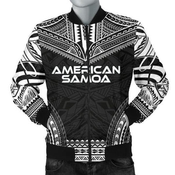 FUNSTUFFPRINT American Samoa Polynesian Chief Men's Bomber Jacket - Black Version - 3D Bomber Jacket
