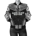 FUNSTUFFPRINT American Samoa Polynesian Chief Women'S Bomber Jacket - Black Version - 3D Bomber Jacket