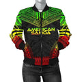 FUNSTUFFPRINT American Samoa Polynesian Chief Women'S Bomber Jacket - Reggae Version - 3D Bomber Jacket