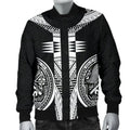 FUNSTUFFPRINT American Samoa Polynesian Men Bomber Jacket - Black Armor Tattoo - 3D Bomber Jacket