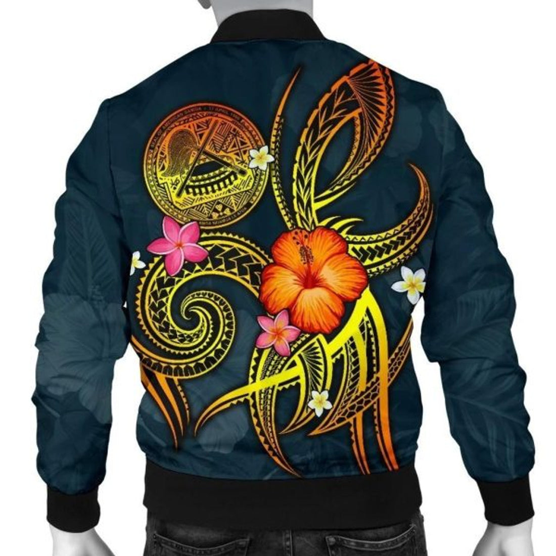 FUNSTUFFPRINT American Samoa Polynesian Personalised Men's Bomber Jacket - Legend of American Samoa (Blue) - 3D Bomber Jacket