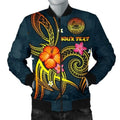 FUNSTUFFPRINT American Samoa Polynesian Personalised Men's Bomber Jacket - Legend of American Samoa (Blue) - 3D Bomber Jacket