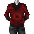 FUNSTUFFPRINT American Samoa Polynesian Women's Bomber Jacket - Red Seal - 3D Bomber Jacket