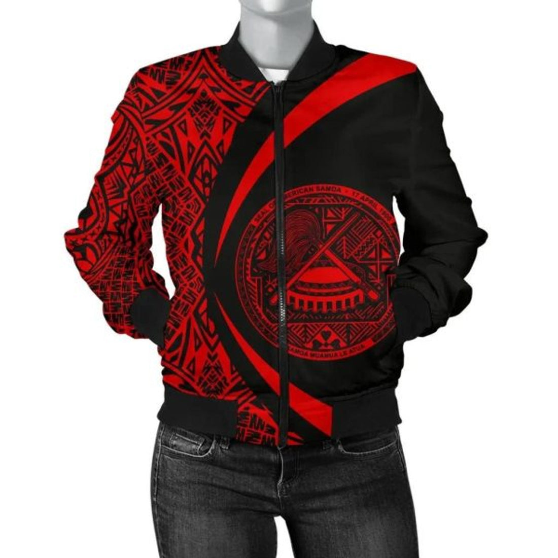 FUNSTUFFPRINT American Samoa Women's Bomber Jacket - Circle Style 06 3D Bomber Jacket