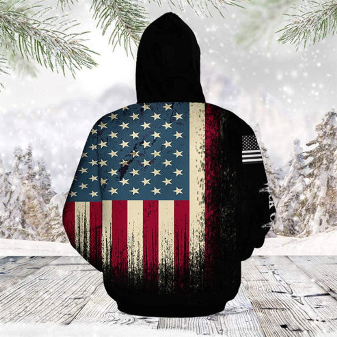 FUNSTUFFPRINT 3D American Black Cat All Over 3D Hoodie and Zip Hoodie
