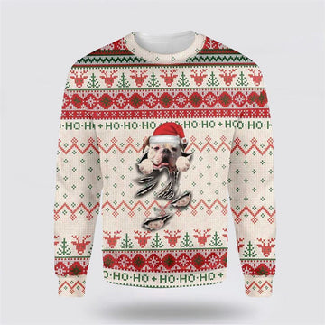 FUNSTUFFPRINT American Bulldog Scratch Ugly Christmas Sweater For Men And Women, Gift For Christmas, Best Winter Christmas Outfit Ugly  Sweater