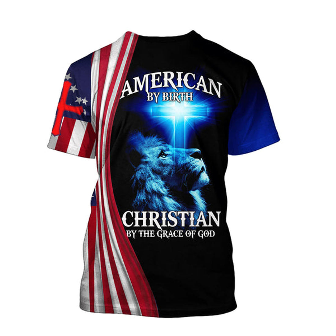 FUNSTUFFPRINT American By Birth Christian By The Grace Of God Jesus Shirts - Christian 3D T-shirt