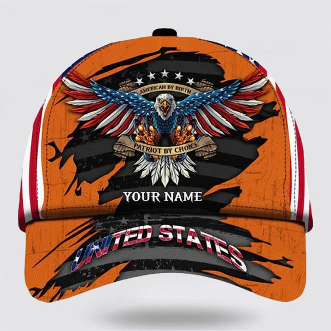 FUNSTUFFPRINT Custom American By Birth Patriot By Choice Eagle Baseball Cap - Christian Hats for Men and Women
