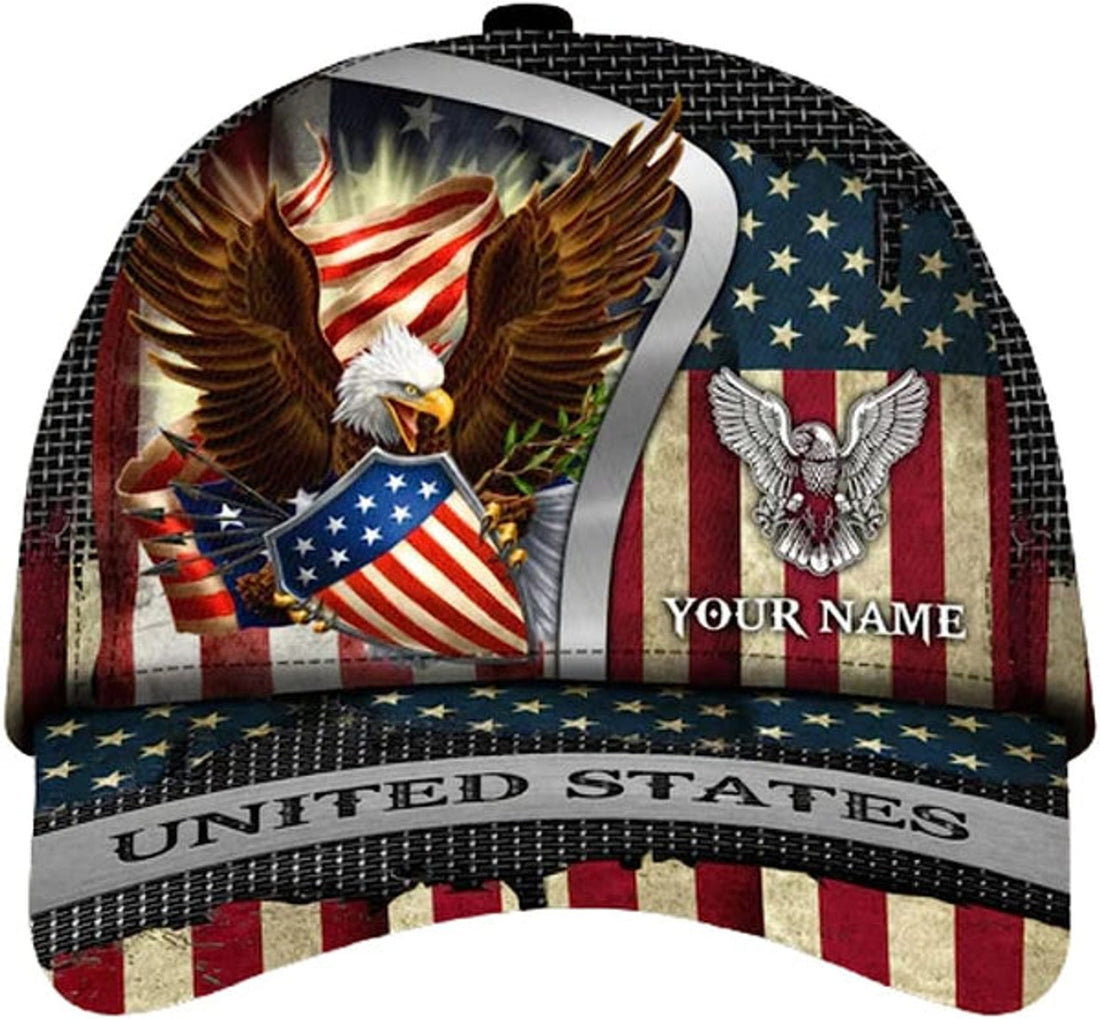 FUNSTUFFPRINT Custom American Eagle All Over Print Baseball Cap - Christian Hats For Men Women