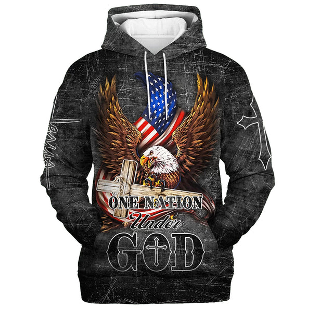 FUNSTUFFPRINT 3D American Eagle USA Flag 3D Hoodie One Nation Under God Hoodies Men & Women Christian 3D Hoodie and Zip Hoodie