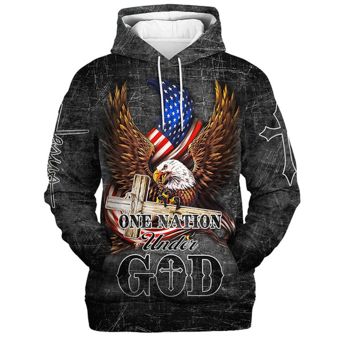 FUNSTUFFPRINT 3D American Eagle USA Flag 3D Hoodie One Nation Under God Hoodies Men & Women Christian 3D Hoodie and Zip Hoodie