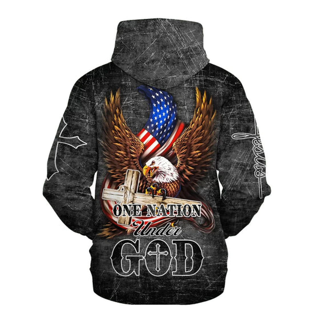 FUNSTUFFPRINT 3D American Eagle USA Flag 3D Hoodie One Nation Under God Hoodies Men & Women Christian 3D Hoodie and Zip Hoodie