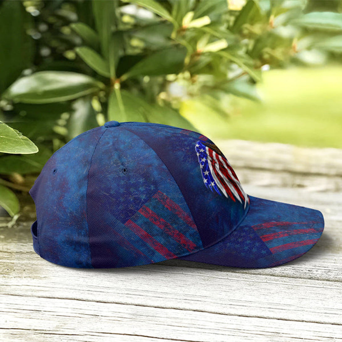 FUNSTUFFPRINT American Flag Eagle Wings Blue Baseball Cap