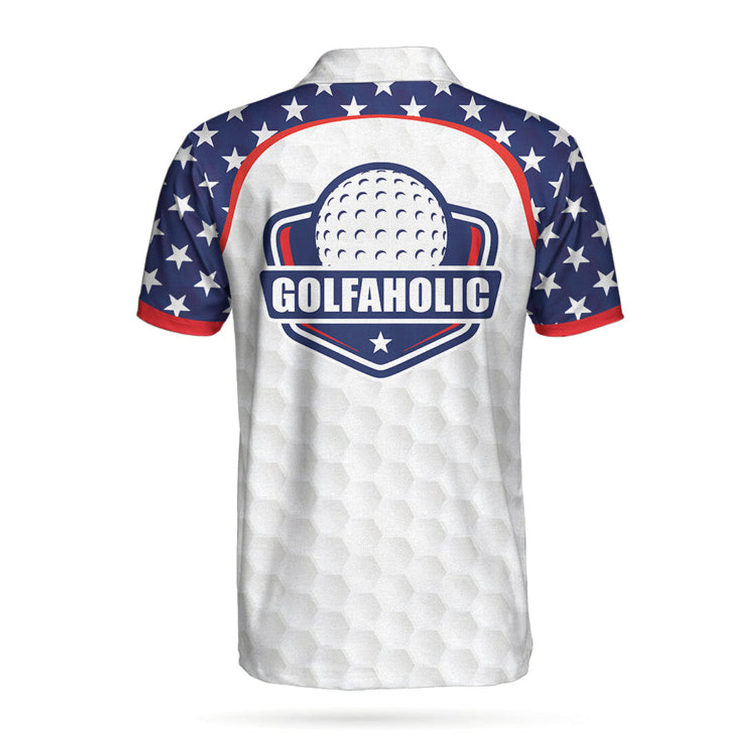 American Flag Golf Texture Short Sleeve Golf Polo Shirt, Golfaholic Polo Shirt, Patriotic Golf Shirt For Men