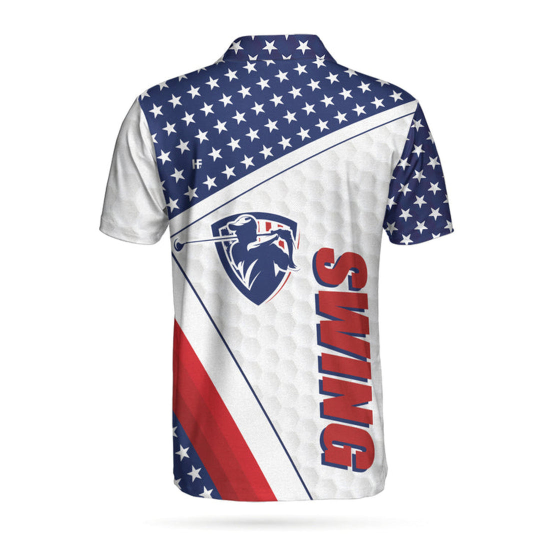 Golf Texture Swing Hard Short Sleeve Golf Polo Shirt, American Flag Polo Shirt, Patriotic Golf Shirt For Men