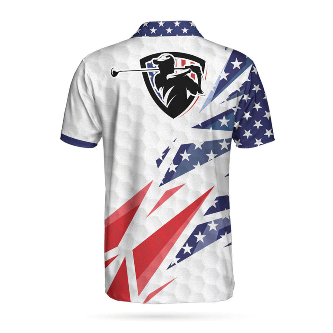 Golf Texture Swing Short Sleeve Golf Polo Shirt, Fierce American Flag Polo Shirt, Patriotic Golf Shirt For Men