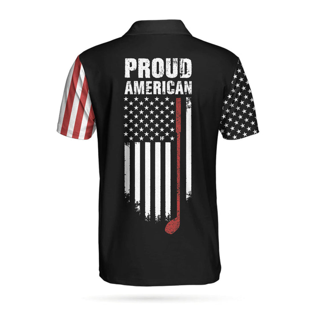 Proud American Short Sleeve Golf Polo Shirt, Dark Theme American Flag Polo Shirt, Patriotic Golf Shirt For Men