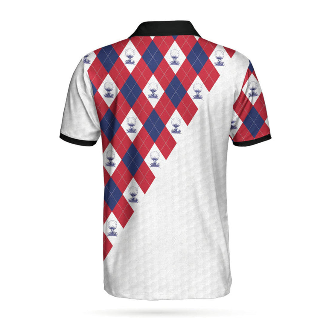 Golf Argyle Pattern Short Sleeve Golf Polo Shirt, American Flag Polo Shirt, Patriotic Golf Shirt For Men