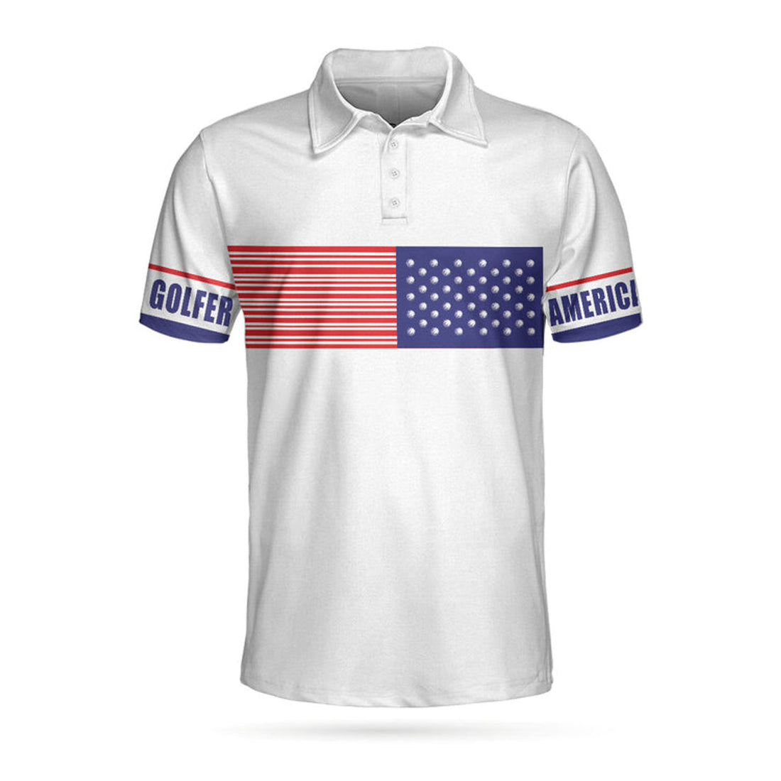 American Golfer Golfing Polo Shirt, Strips Barcode American Flag Polo Shirt, Patriotic Golf Shirt For Men