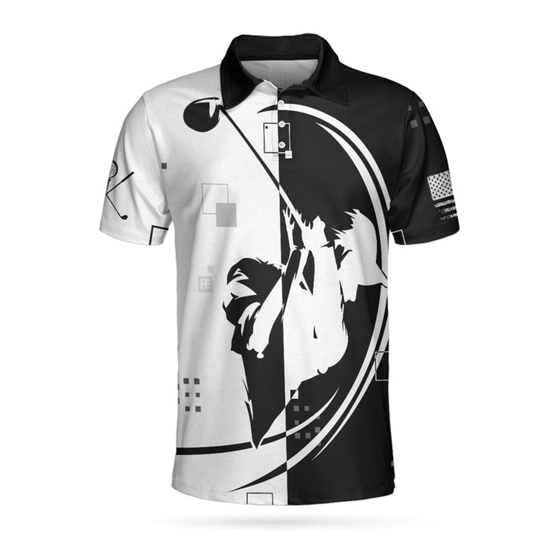 American Golfer Hard Swing Us Flag Polo Shirt, Black And White American Flag Polo Shirt, Best Golf Shirt For Men