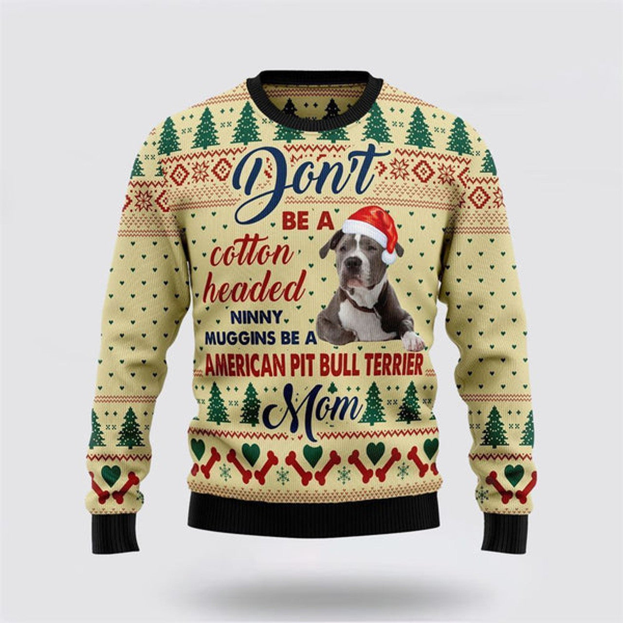 FUNSTUFFPRINT American Pit Bull Terrier Mom Ugly Christmas Sweater For Men And Women, Gift For Christmas, Best Winter Christmas Outfit Ugly  Sweater