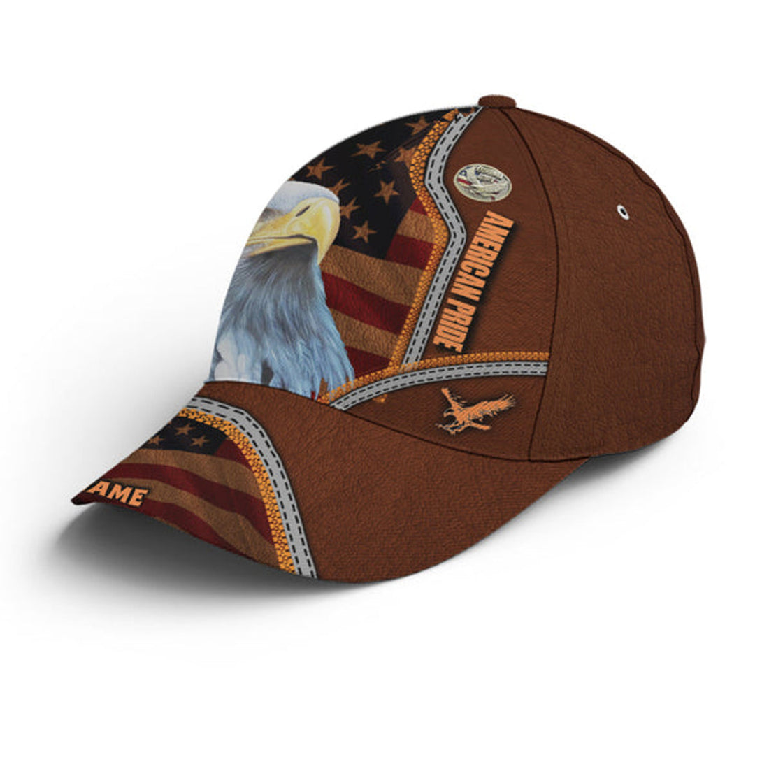FUNSTUFFPRINT Custom American Pride Eagle Leather Style Baseball Cap