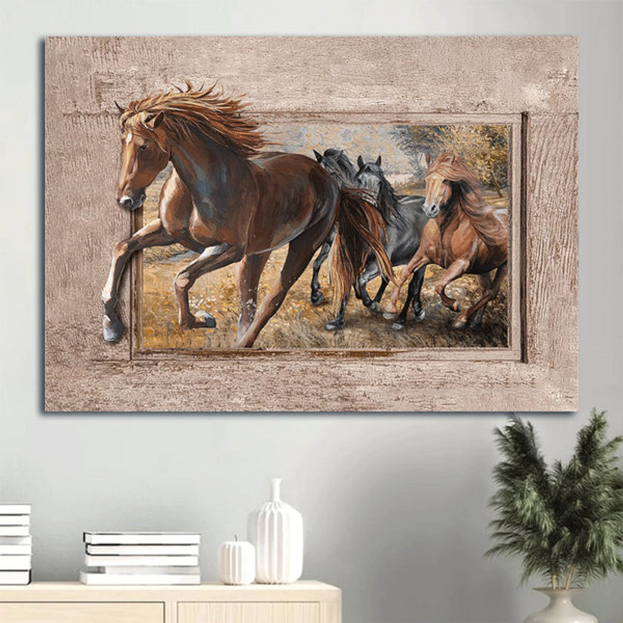American Quarter Horse Running Horse Meadow Land Canvas Wall Art - Christian Wall Decor