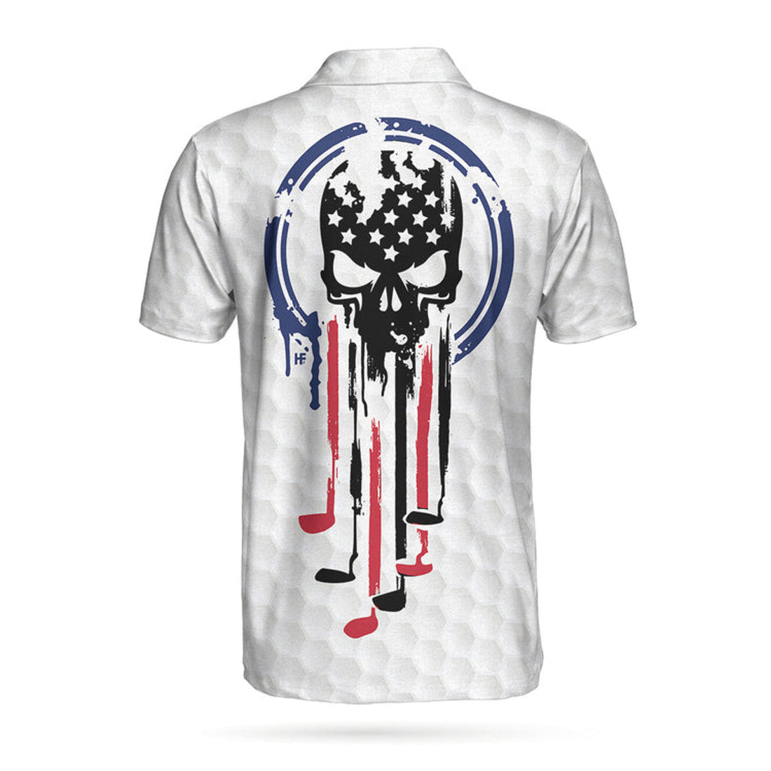 American Skull Golf Clubs Set Short Sleeve White Golf Polo Shirt, Wet Paint American Flag Polo Shirt, Best Golf Shirt For Men