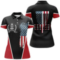 Custom American Flag Disc Golf Basket Patriotic Women Polo Shirts Custom Name Disc Golf Shirt For Womens, Perfect Gift For Women