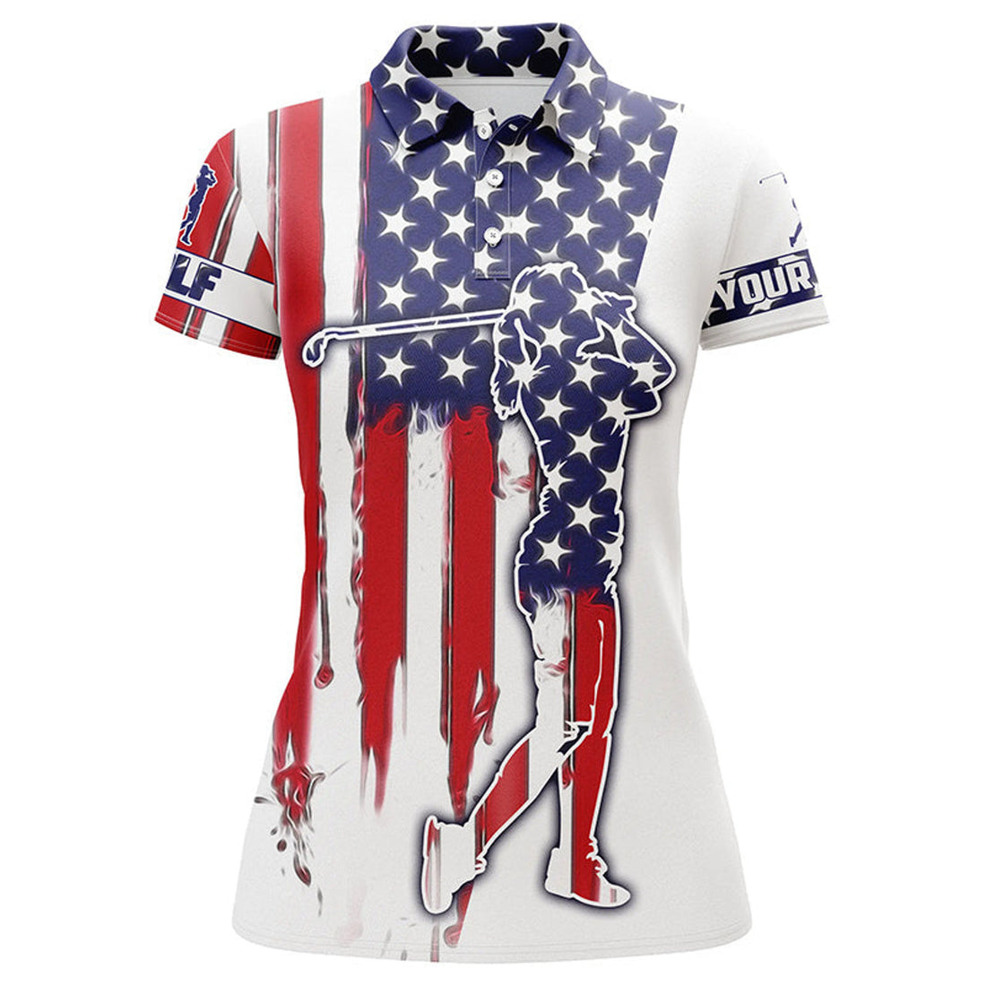 Custom American Flag Womens Golf Polos Shirts Custom Name Patriot Golf Gifts, Golf Shirts For Women