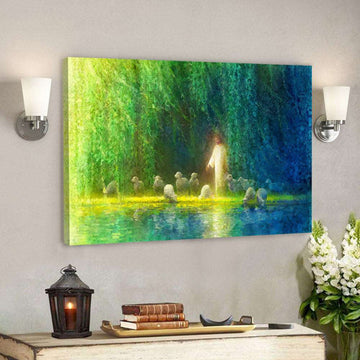 Among The Willows - Jesus And Sheep - Jesus Christ Art - Jesus Canvas Poster - Jesus Wall Art - Christ Pictures - Gift For Christian 