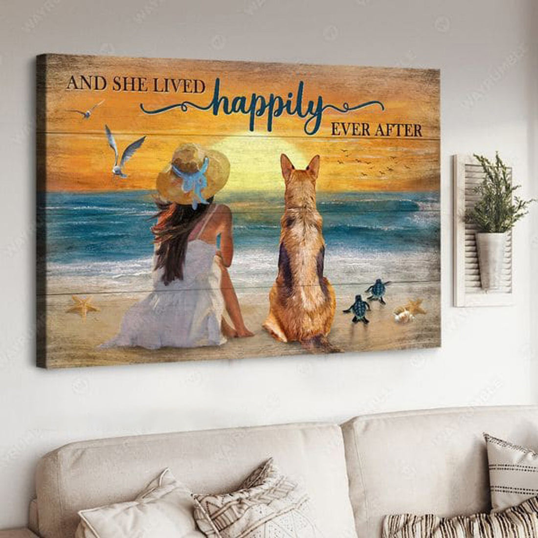 And She Lived, Happily Ever After, Dog Lover, Turtle Beach Poster and Canvas