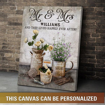 Custom And They Lived Happyly Ever After, Gardening Poster, Poster Decor Customized Personalized NAME Poster and Canvas