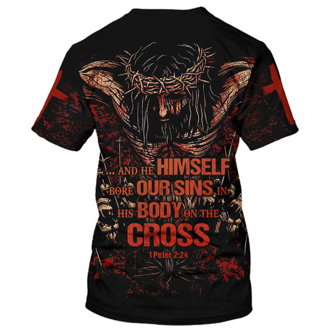 FUNSTUFFPRINT And He Himself Bore Our Sins In His Body On The Cross Christian 3D T-shirt