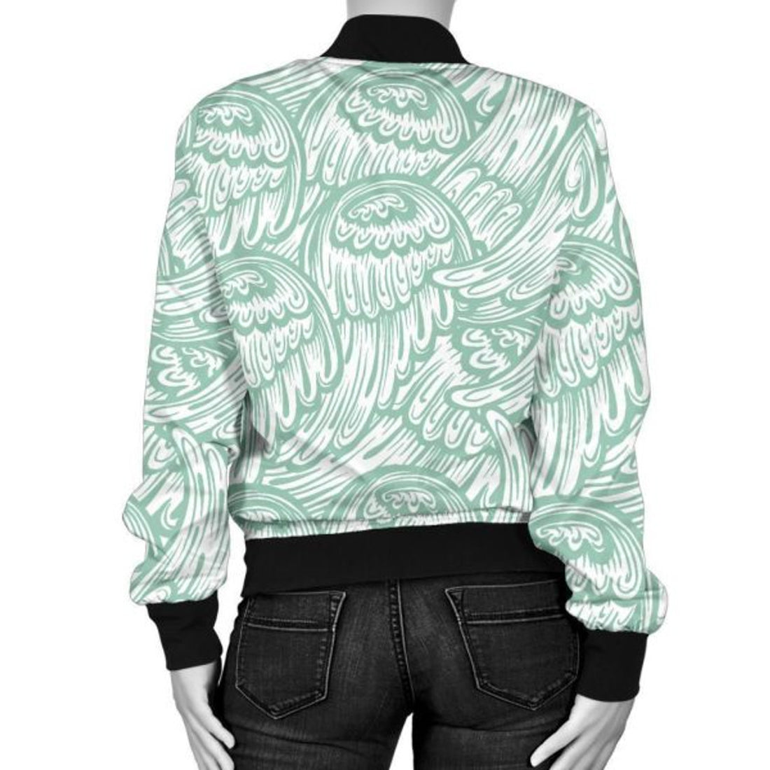 FUNSTUFFPRINT Angel Wing Pattern Print Women Casual 3D Bomber Jacket
