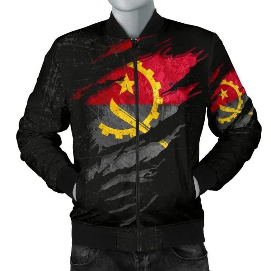 FUNSTUFFPRINT Angola In Me Men's Bomber Jacket - Special Grunge Style 3D Bomber Jacket