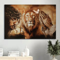 Angry Lion The Face Of Jesus Jesus On The Cross Pray For Healing Canvas Wall Art - Christian Wall Decor